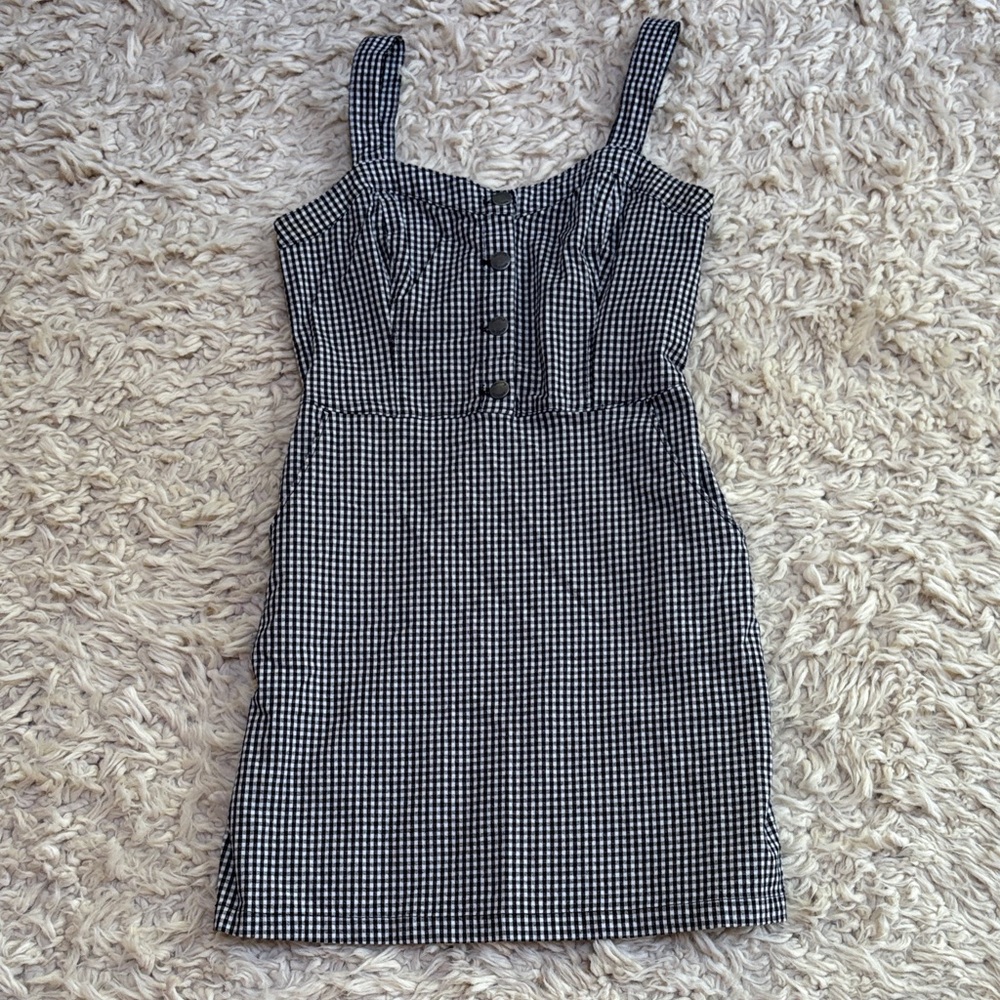 Hollister Black and White Gingham Mini Dress - size small